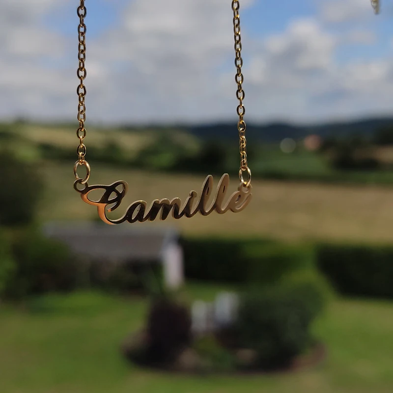 Индивидуальное популярное ожерелье с именем шрифта для женщин и мужчин золотого серебряного цвета