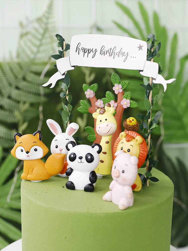 Украшение для торта в виде лесных животных мягкая глина Лев слон тигр один из