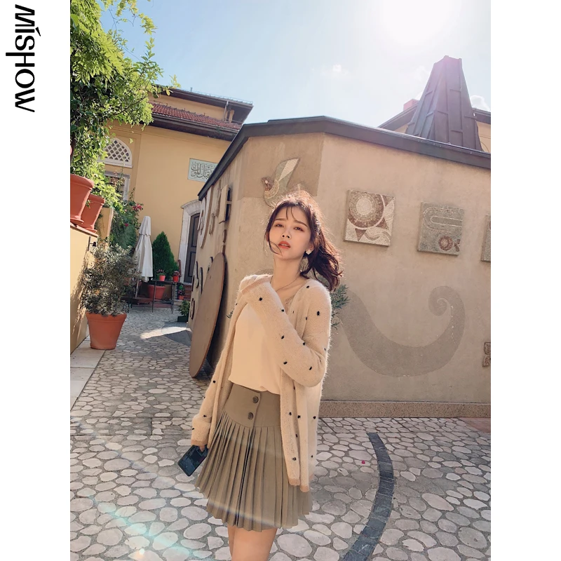 Женская плиссированная юбка MISHOW винтажная мини-юбка на молнии с высокой талией