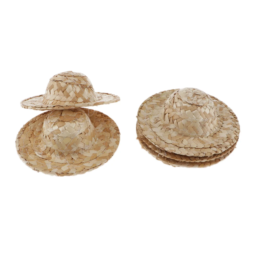 

5 Pack Straw Cap Bowler Sun Lifeguard Hat Outfits for 1/4 SD Dolls