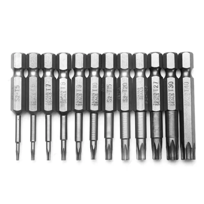 12pcs/Set 1/4 Inch 50mm T5-T40 Magnetic Torx Screwdriver Bits Kit screwdriver set precision Dismountable under 5$ | Инструменты