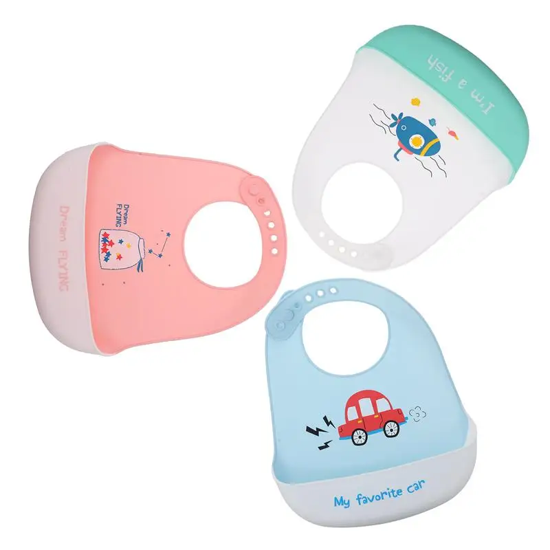 

3Pcs Baby Bib Mealtime Clothing Protector with Crumb Catcher for Toddler Infant