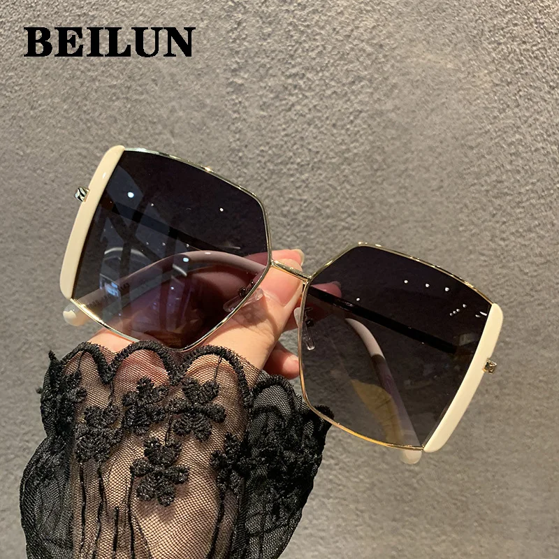 

Большие Квадратные Солнцезащитные очки для женщин и мужчин, металлические прямоугольные детские очки, роскошные дизайнерские градиентные ...