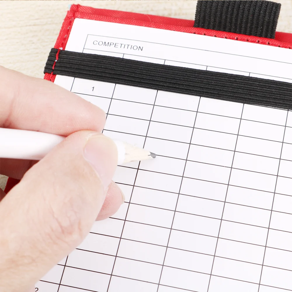 

PU Leather Scorecard Keeper Score Book Scorecard Holder Score Tracking Pocketbook Scoring Notebook with Pencil (Blue)