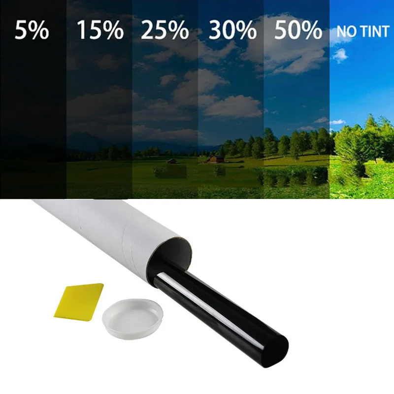 

3m x 50cm VLT Black Car Window Foils Tinting Film Roll with Tube Package Auto Home Window Glass Solar UV Protector Sticker Films