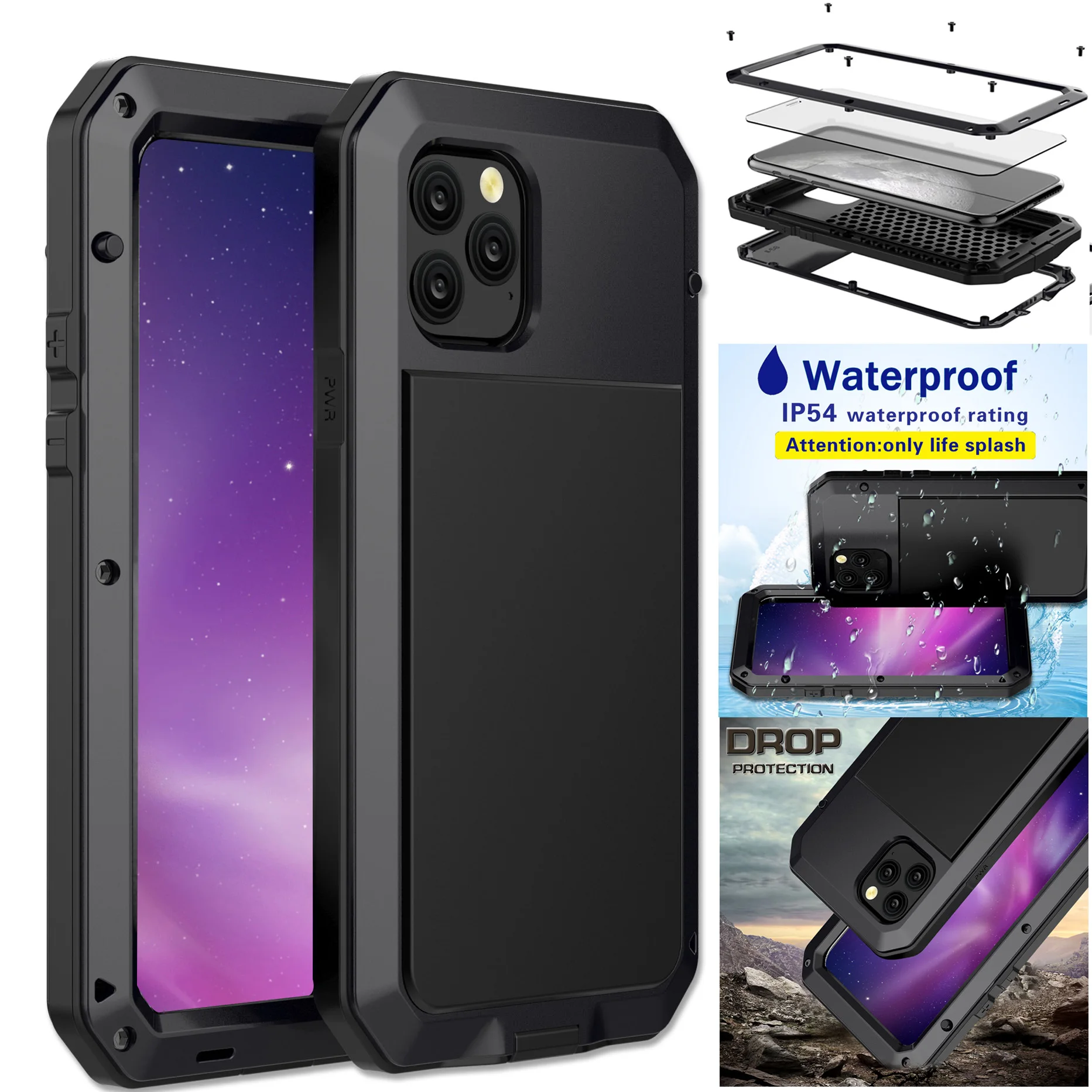 Металлический чехол на айфон 11 12 Pro Max Mini XR X XS 8 7 Plus 6S плюс 5S SE 2020 водонепроницаемый