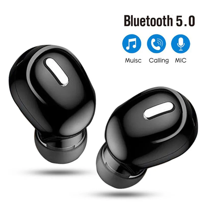 

Mini In-Ear 5.0 Bluetooth Earphone HiFi Wireless Headset with Mic Sports Earbuds Handsfree Stereo Sound Earphone Black
