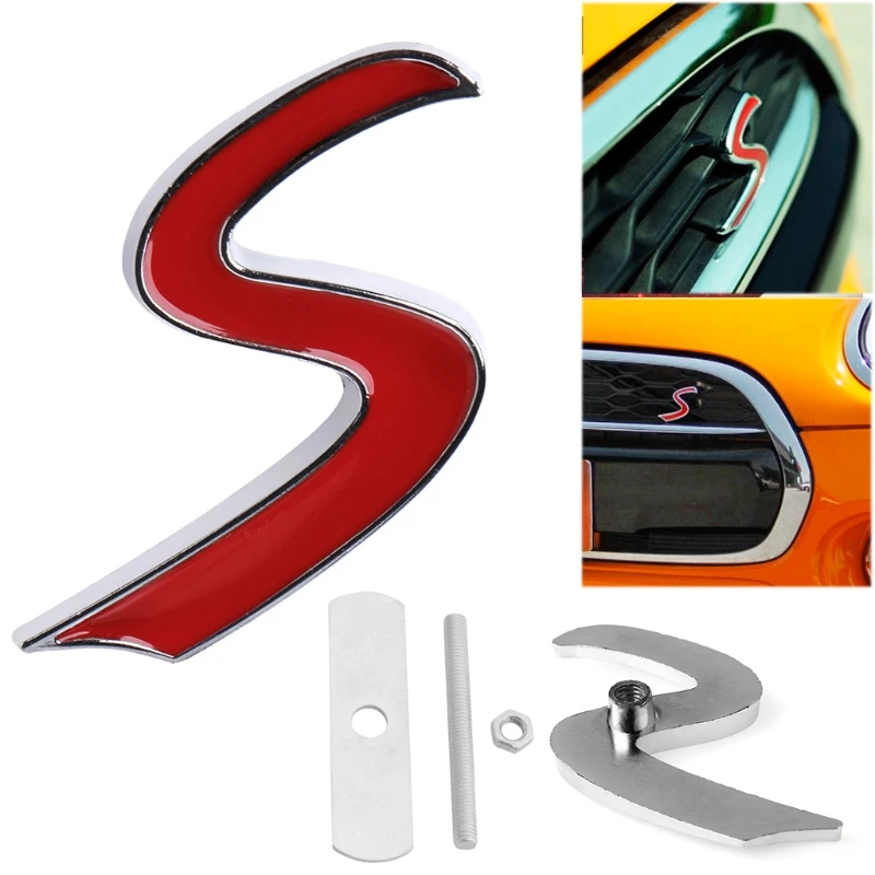 

3D Metal S Front Grille Badge Emblem Decal For Mini Cooper R50 R52 R53 R56 R57