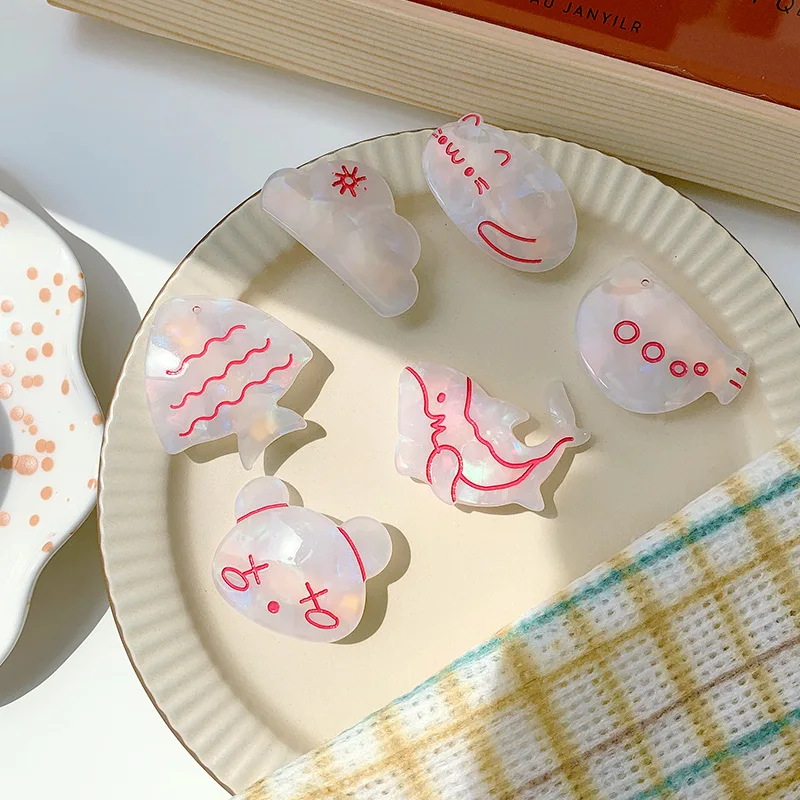 

White Panda Cat Cloud Acrylic Animal Metal Bang Clips Hair Clips & Pins Headwear For Women Cute Girls Hairpins