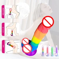 2021 new arrival 7 6 inch rainbow realistic dildo sex toys for women masturbators strap on penis toys for adults 18 sex shop