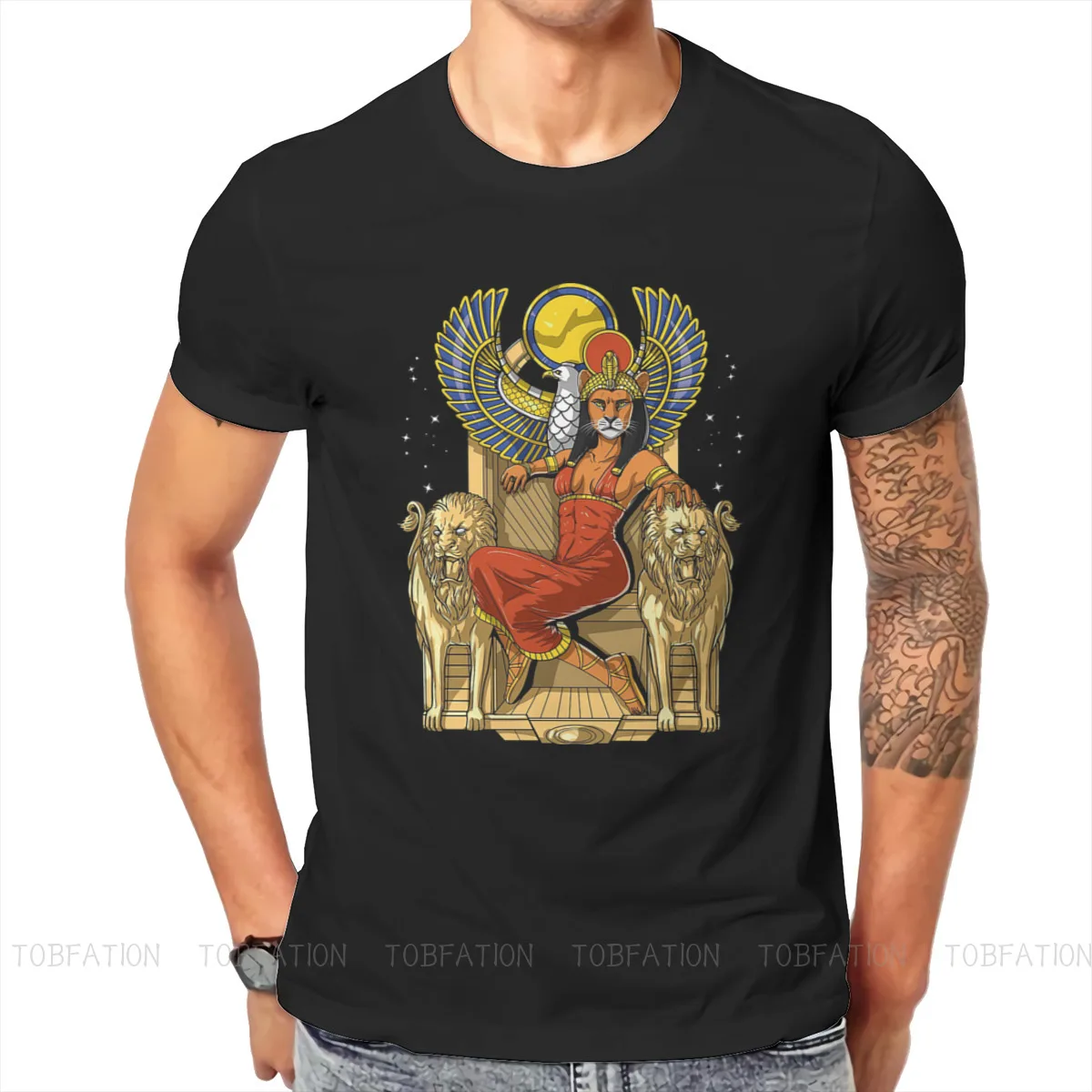 

Egyptian Eye Of Horus Ankh Original TShirts Lioness Goddess Sekhmet Personalize Homme T Shirt Funny Clothing 6XL