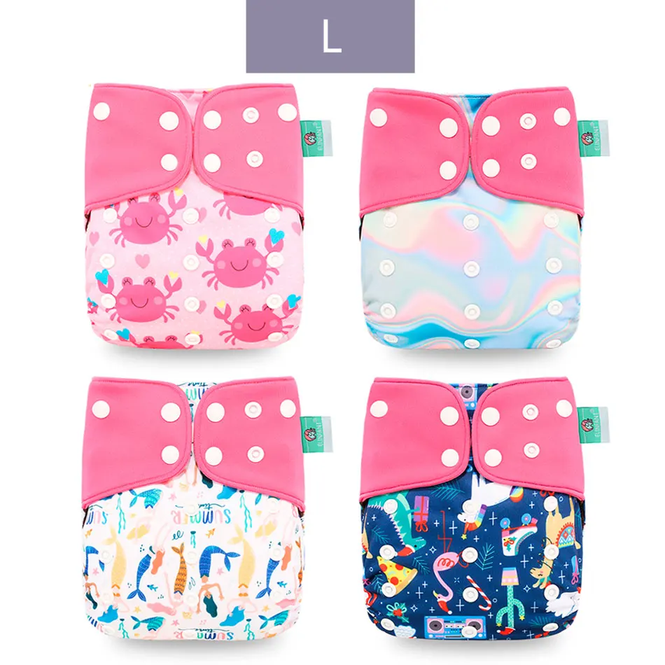 ES060-L-clothdiaper Elinfant Эко-дружественных пеленки 4 шт./компл. моющиеся кофе сетчатая ткань с ромбовидным узором регулируемые подгузники многоразовые тканевые подгузники с карманами - Цвет: ES060-L-clothdiaper