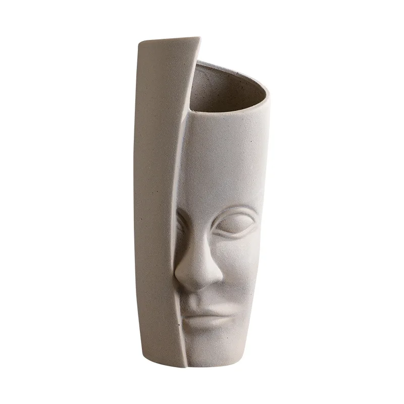 

Ceramic Candlestick Art Vase Sculpture Crafts Human Face Flower Pot Handmade Garden Storage Flower Arrangement Home Decors