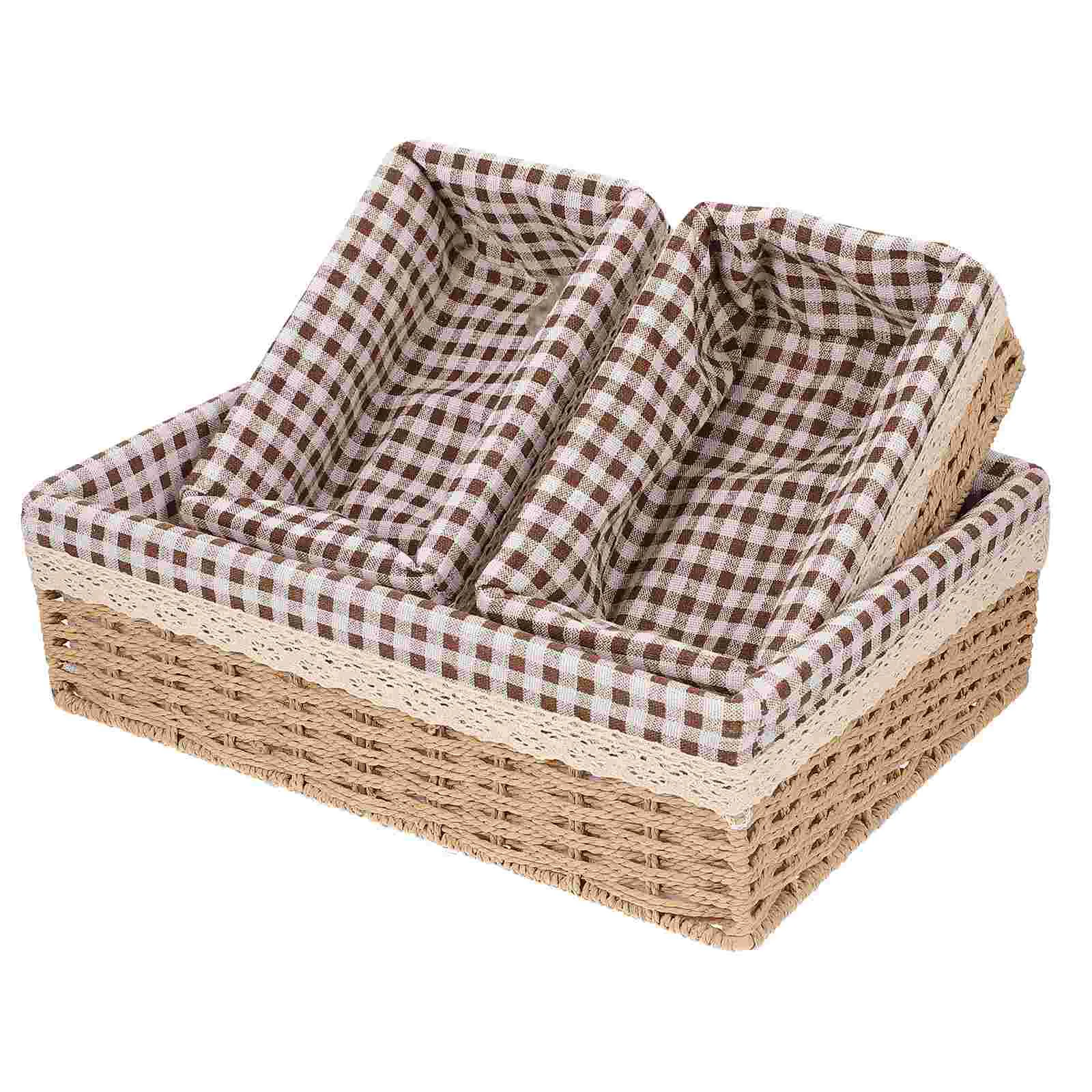 

3Pcs Fruit Display Basket Kitchen Storage Basket Cosmetic Rattan Storage Basket