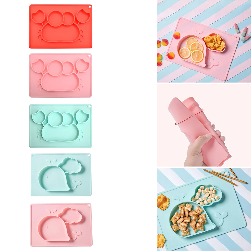 Детская мультяшная силиконовая обеденная тарелка китовый Краб малыш ребенок