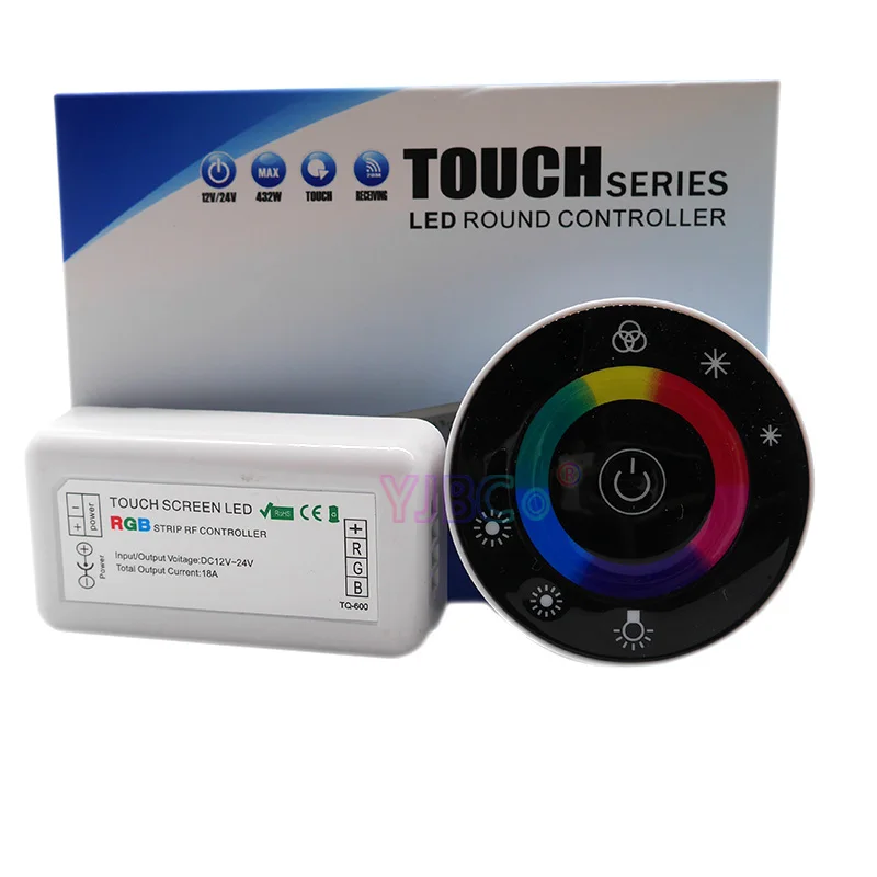 DC12V DC24V светодиодный сенсорный круглый RGB контроллер 18A 7 ключей RF пульт