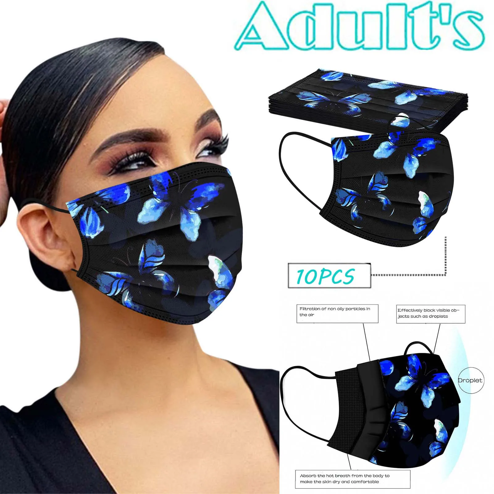 10/50 шт. одноразовые маски для лица в виде бабочек | Тематическая одежда и униформа