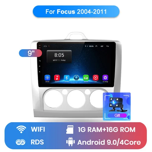 WIFI (1GB 16GB) Junsun V1 2G+ 32G Android 9,0 DSP автомобильный Радио Мультимедиа Видео плеер навигация gps для ford focus 2 3 Mk2/Mk3 хэтчбек 2 din DVD - Цвет: WIFI (1GB 16GB)