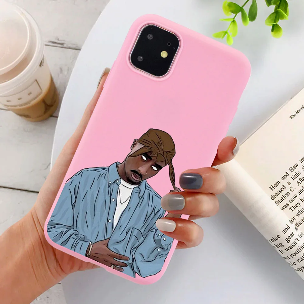 

Cool Rapper 2pac singer Tupac TPU Pink Phone case For iPhone 12 11 Pro Max 8 7 6 6S Plus XR X XS Max SE2020 Fundas Coque Cover