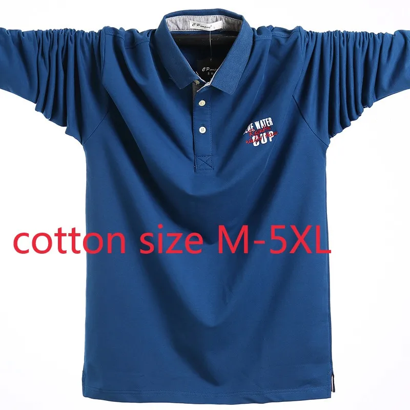 

New Long Sleeve Extra Large Men Cotton Loose Casual Print Knitted Turn-down Collar T Shirt Autumn Plus Size M LXL2XL3XL 4XL 5XL