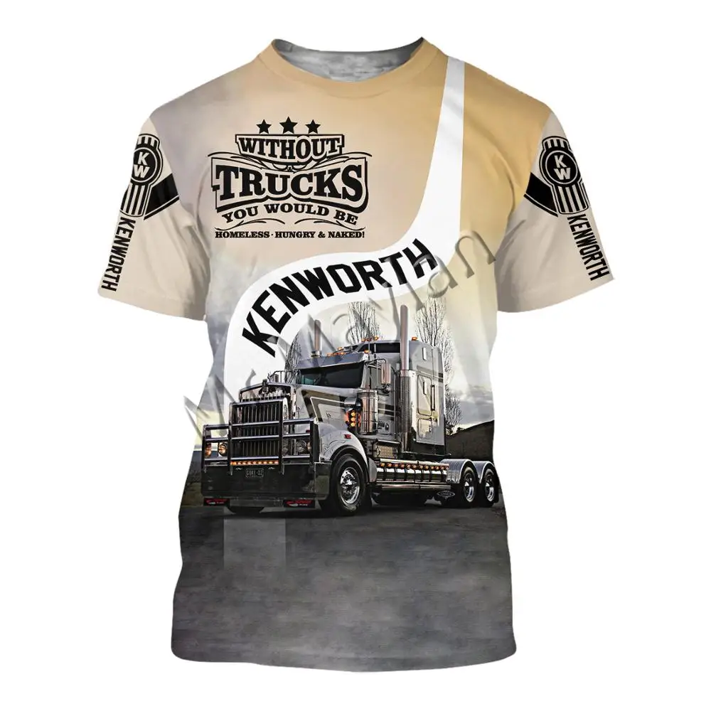 Kenworth грузовики модная мужская футболка 3D печать уличная/o образный вырез топы