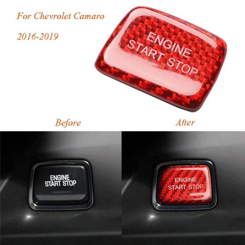

Carbon Fiber Engine Ignition Start Stop Push Button Cover Trim Sticker for Chevrolet Chevy Camaro 2016-2019