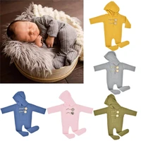 baby romper newborn photography props spring fall long sleeves knitted infants hooded jumpsuit for girls boys photo shooting