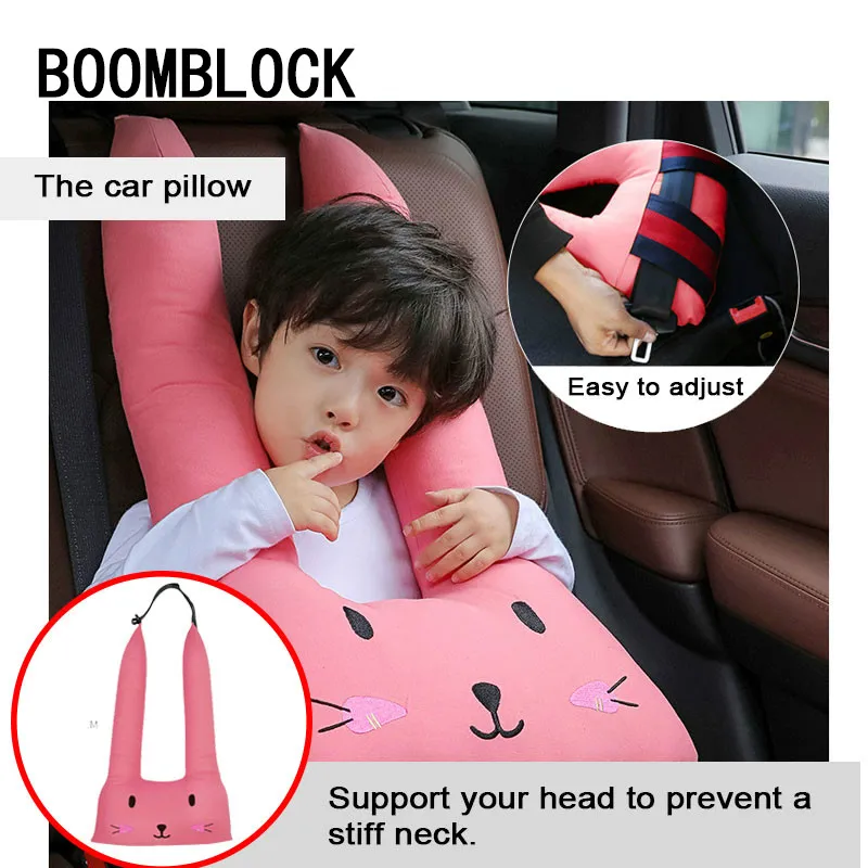 Автомобильный детский ремень на подголовник с мультипликационным принтом для