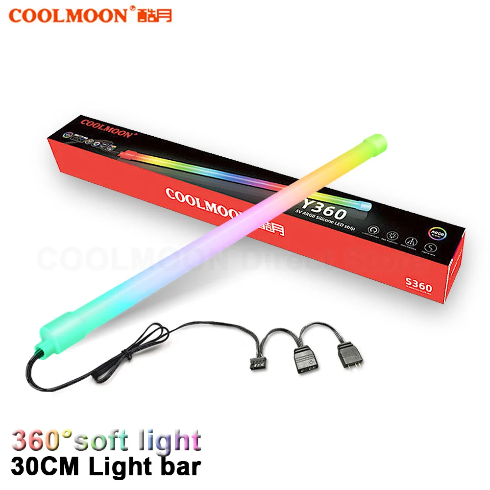 

COOLMOON 30 см оссветильник ительная полоса для шасси ARGB 5 в 3 контакта компьютерная декоративная силиконовая светодиодная осветительная полоса ...