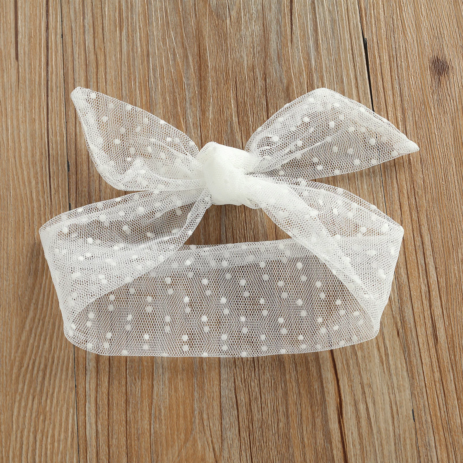 

2Pcs Fashionable Baby Girls Outfit, Infant Summer Creative Dot Pattern Lace Splicing Fly Sleeve Backless Romper + Bow Headwear