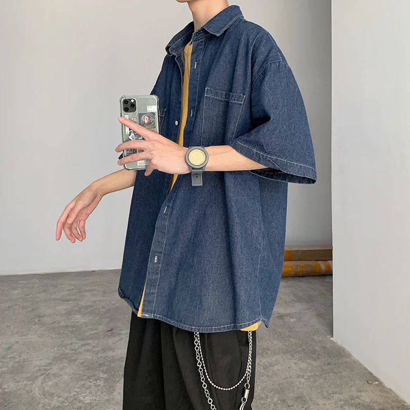 

Summer 2020 New Shirts Casual Blouse polyester Men Clothing Loose Tops Short Sleeve Tee Shirt camisas Casual Handsome Men Shirt