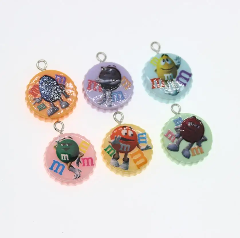 

Glitter Bottle Caps Chocolate Bean Cap Resin Charms Pendants for Diy Handmade earring Jewelry Making Flat back Cabochon Scrapboo