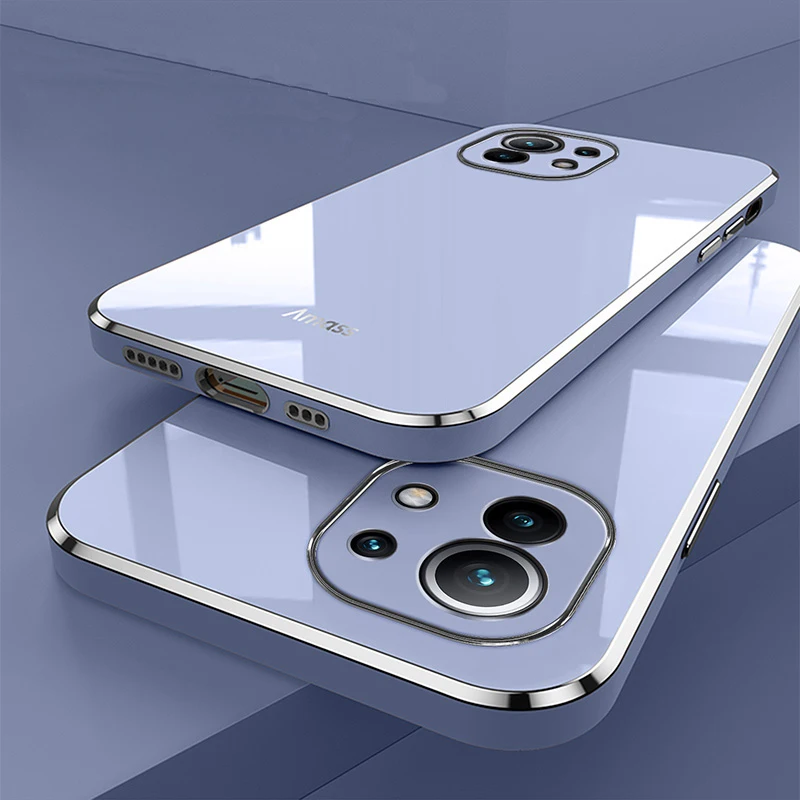 Luxury Plating Square Frame Phone Case For Xiaomi Mi 11 Lite 5g On Xiomi 11lite 4g 11i Mi11 i Xiaomi11 Ultra Soft Silicone Cover