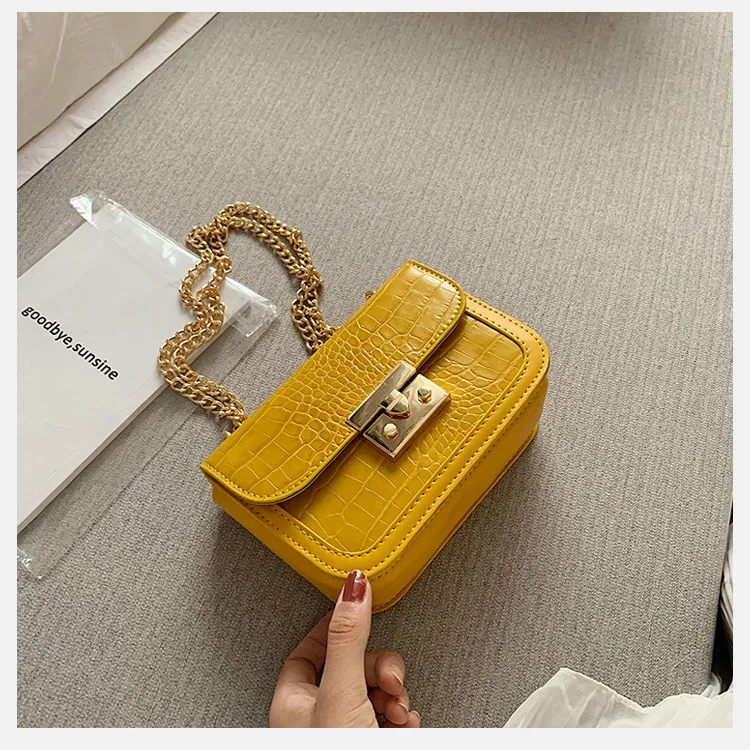 Маленькая сумка через плечо в стиле ретро с крокодиловым узором для женщин 2020