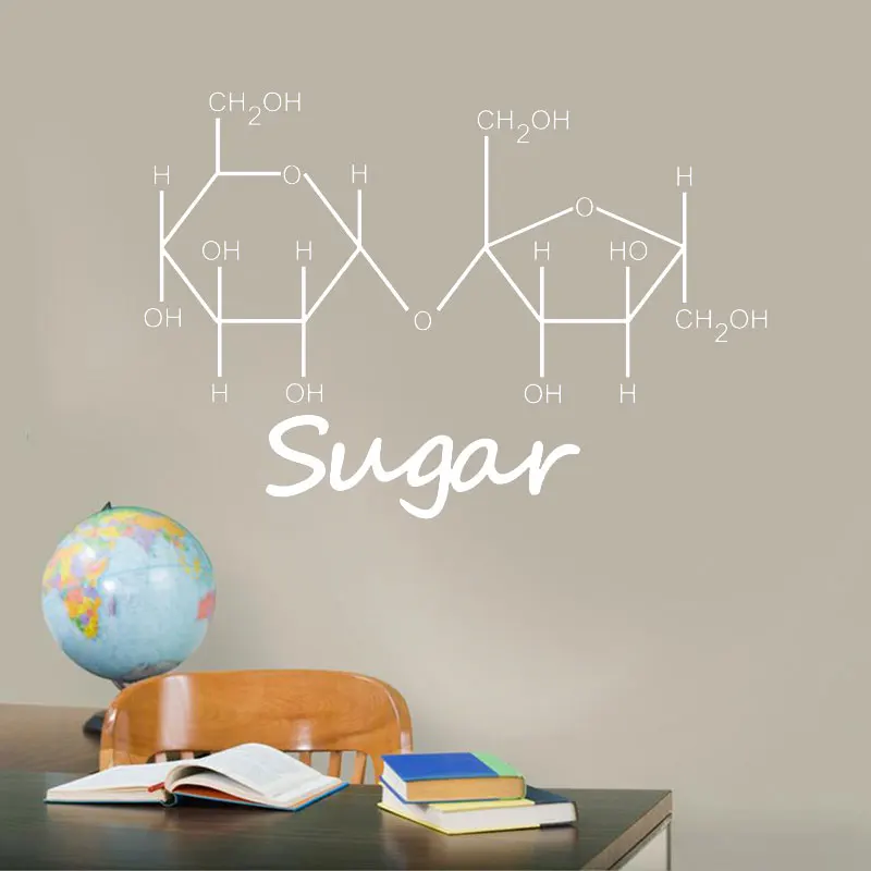 Наклейка на стену с молекулой сахара виниловая домашний декор художественный