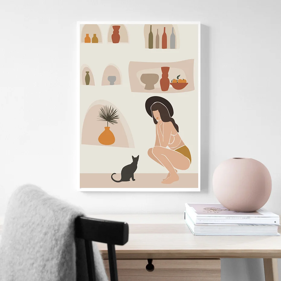

Abstract Fashion Vintage Girl Wall Art Canvas Painting Nordic Posters And Prints Wall Pictures For Living Room Decor