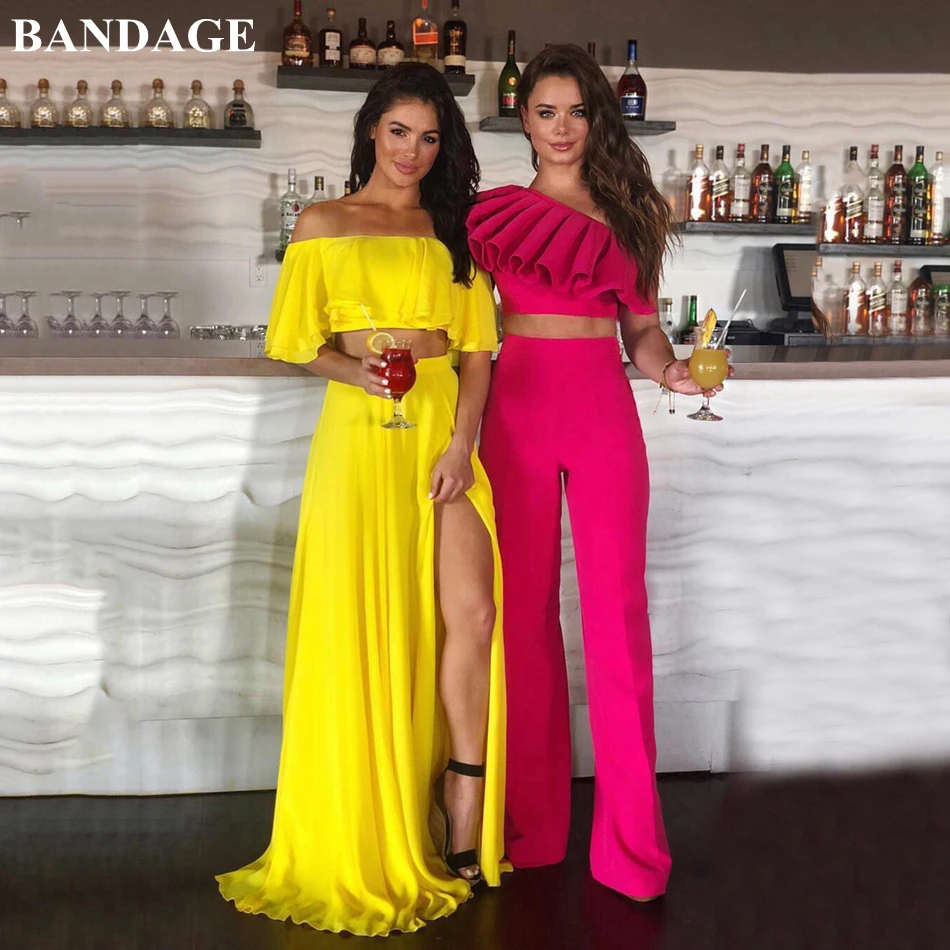 Бандажный новый осенний женский клубный бандажный комплект розовые топы с