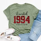 Винтажная рубашка в клетку 1994, футболка ограниченной серии 1994, рубашка с леопардовым принтом 1994, рубашка для вечеринки на 27-летие, летняя повседневная женская футболка
