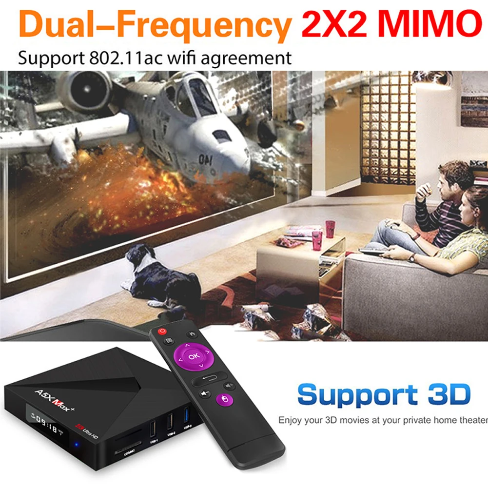 

Bluetooth WIFI Remote Control Multi-language TV Box Quad Core Smart 4GB+32GB Media Player Home Set Top For Android 7.1