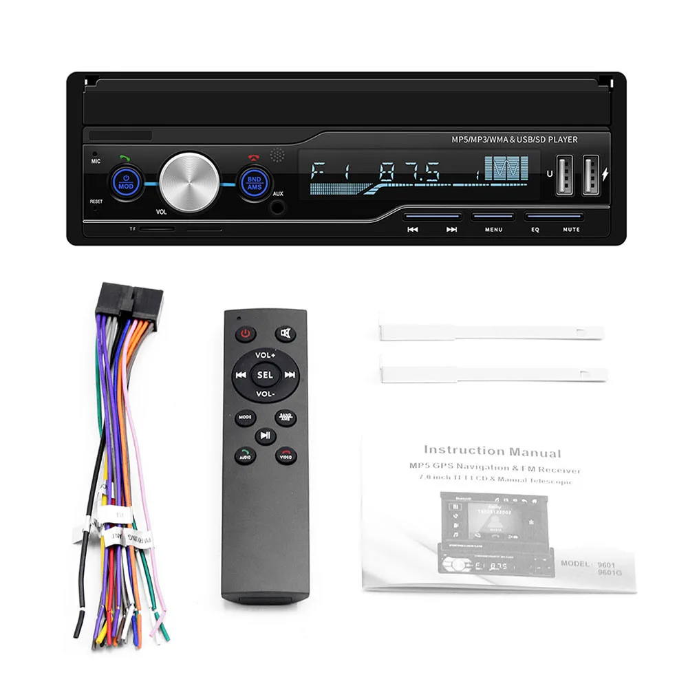

T100 7 Inch Car Stereo MP5 Player HD Touch Screen RDS FM AM Radio Bluetooth USB AUX Head Unit Car Backup Monitor 5