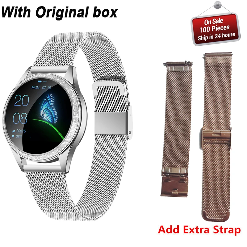add extra strap KW20 женские Смарт-часы, модный прекрасный браслет, монитор сердечного ритма, мониторинг сна, умные часы для IOS Android PK H8 S3 KW10, ремешок - Цвет: add extra strap