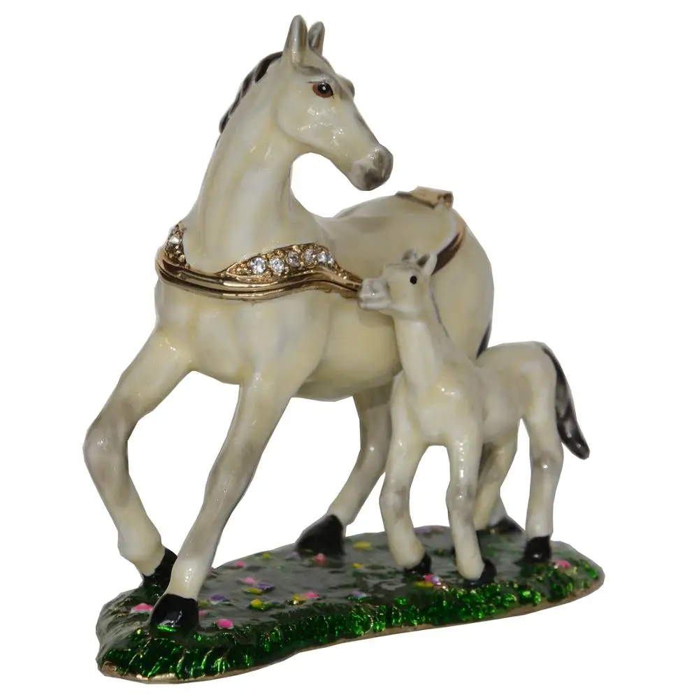 Шкатулка для брелоков с белой лошадкой и младенцем шкатулка украшений лошадью