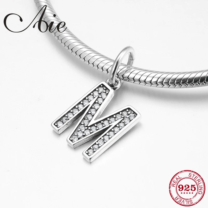 Настоящее серебро 925 пробы Новые Оптовые буквы алфавит М кулон бусины для