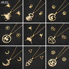 Ювелирные наборы из нержавеющей стали золотого цвета, для свадьбы, с изображением единорога, кролика, Луны, сердца, ожерелья, сережек, балета