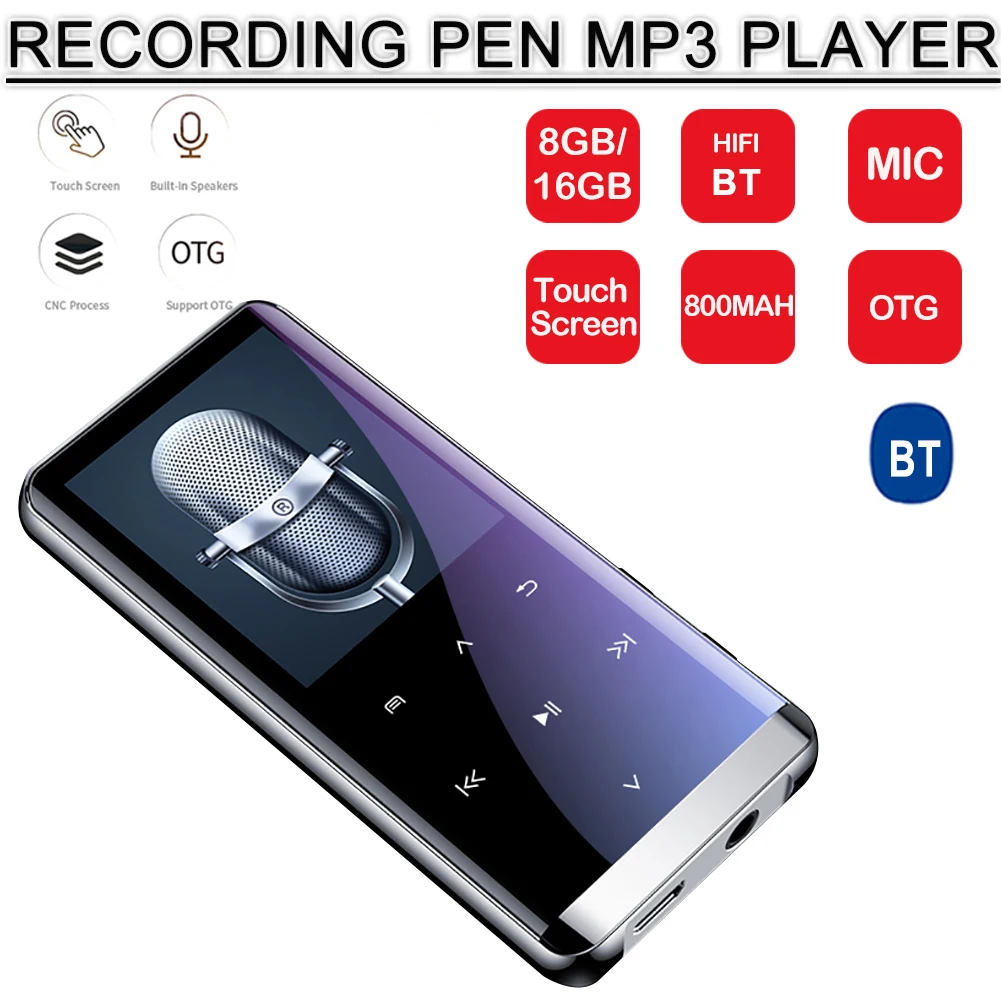 Новый MP3 плеер с Bluetooth Hi Fi металлический портативный музыкальный Полноразмерным