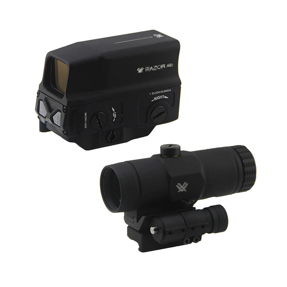 

Tactical UH-1 Holographic Red Dot Scope and VMX-3T 3X Magnifier Combo 3x Magnification Sight with Switch to Side STS Mount