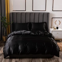luxury bedding set king size black satin silk comforter bed home textile queen size duvet cover