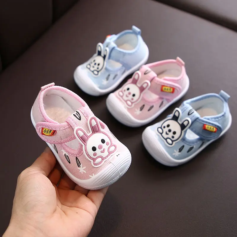 

Baby Girls First Walker Kid Rabbit Infant Toddler Canvas Shoes With Voice 16-21 0-2years A28 TX09