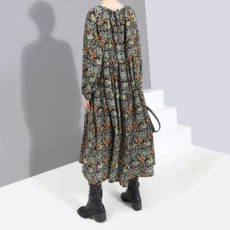 XITAO Плиссированное Платье с принтом женское Модное Новое винтажное Бандажное