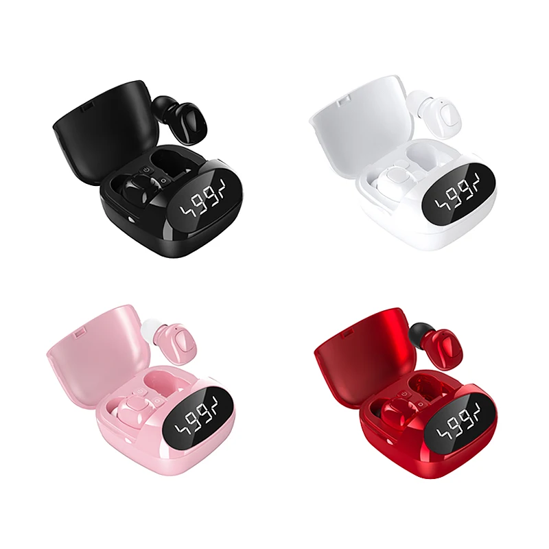 

TWS wireless Bluetooth 5.0 headset XG-29 LED clock and power display sports headset 3DSterro Sound 600mAh headset charging box